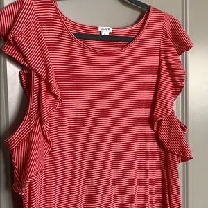 J. Crew Dresses - Jcrew T-shirt red/white ruffle dress J. Crew Dresses - Jcrew T-shirt red/white ruffle dress